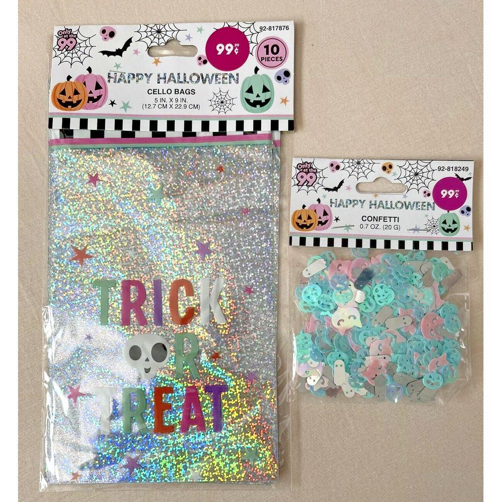VERY RARE Holo Pasteloween Halloween Cello Bags & Confetti The 99 Store CLOSED!‎